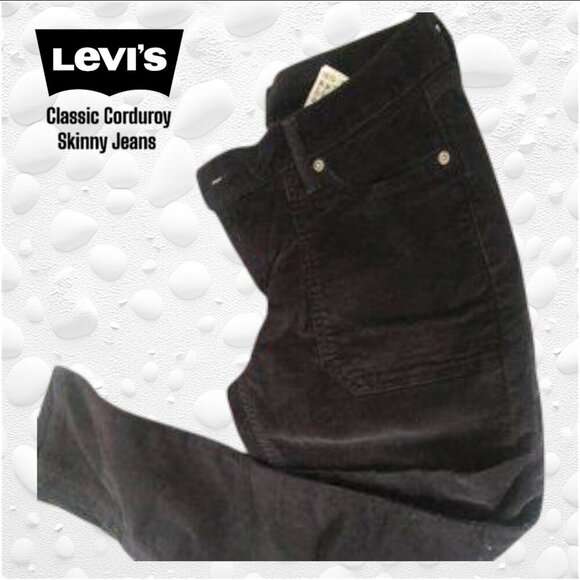 Ladies LEVIS Black Cord Stretch Jeans Size 30 - Picture 1 of 6